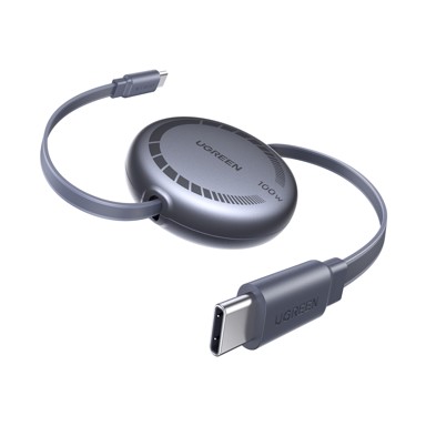 UGREEN Kabel, USB-C na USB-C, uvlačni, 1 m, crna