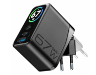 CELLULARLINE Kućni punjač PowerView IQ, GaN, 67 W, TFT zaslon, 3 priključka, crni