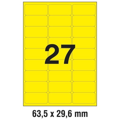 ZWECKFORM Etikete LK 63,5x29,6 mm L6004-25 neon žute 25 listova