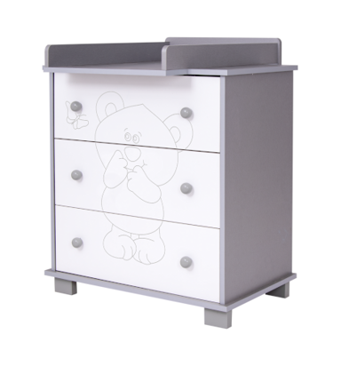 DREWEX Komoda Medo i leptir, srebrna/bijela