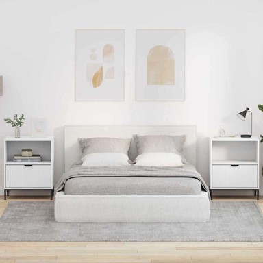 Noćni ormarić, 49 x 36 x 61 cm, 2 komada, konstruirano drvo, bijelo