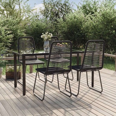 Vrtna garnitura, 5-dijelni blagovaonski set, dužina stola 160 cm, crna
