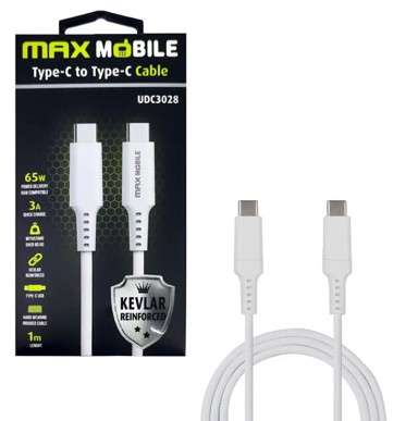 MAXMOBILE Kabel USB-C na USB-C, kevlar, 1 m, bijeli