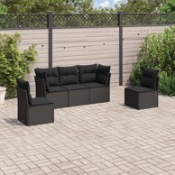 Set vrtnih sofa, 6 kom, poliratan, s jastucima, bež