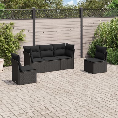 Set vrtnih sofa, 6 kom, poliratan, s jastucima, bež