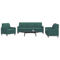 Set sofa 3-dijelni bez oslonca za noge, tamnozelena