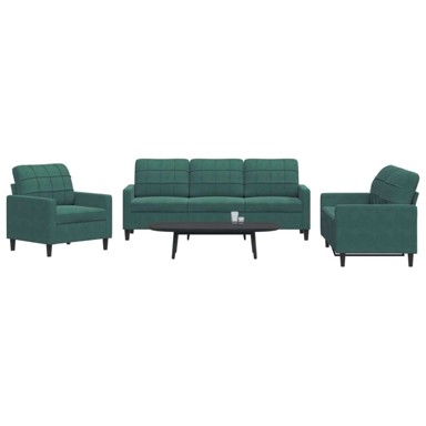Set sofa 3-dijelni bez oslonca za noge, tamnozelena