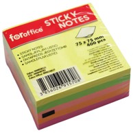 FOROFFICE Samoljepljiva kocka, 75 x 75 mm, 400 listova, 5 neon boja