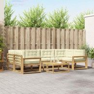 Set vanjskih sofa, 5 kom, 79 x 79 x 37 cm, čvrsto drvo akacije i poliester, bijela i krem