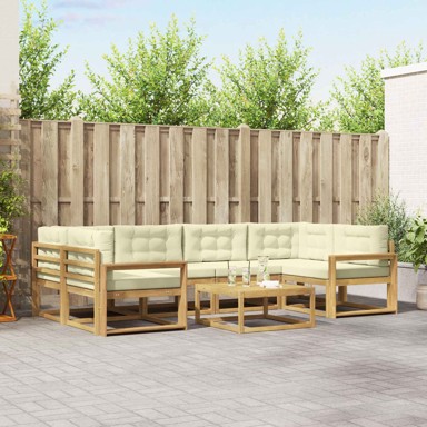 Set vanjskih sofa, 5 kom, 79 x 79 x 37 cm, čvrsto drvo akacije i poliester, bijela i krem