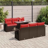 7-dijelni set vrtnih sofa, poliratan i bagrem, s jastucima, sivi