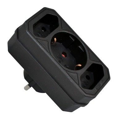 COMMEL Utikač razdjelnik, 3-struki, crna
