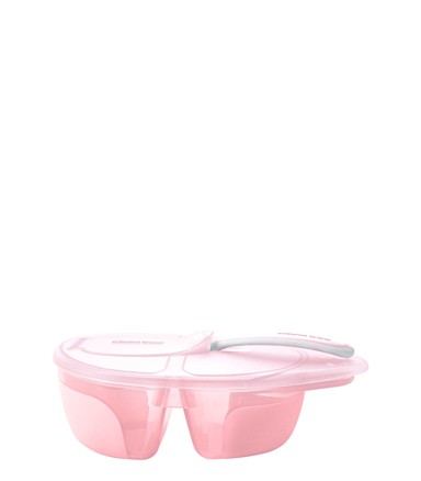 KIKKA BOO Posuda s dva odjeljka i žlicom, roza