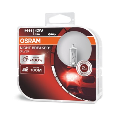 OSRAM Night Breaker Silver 12V H11 do 100% više svjetla DUO BOX plastika (2 žarulje)