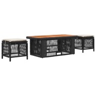 Set za objed, 4 kom, poliratan, crna/krema