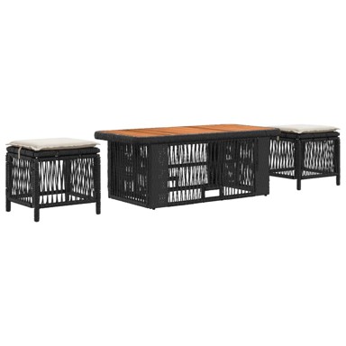 Set za objed, 4 kom, poliratan, crna/krema