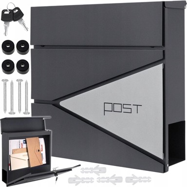 DEXXER Moderni poštanski sandučić, antracit + inox X1, s utorom za novine