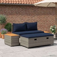 Set vanjskih sofa, 4 sjedala, 4 kom, 55 x 30 x 39 cm, siva i modra