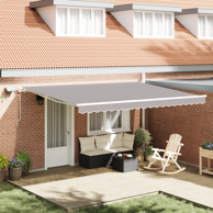Ručna uvlačiva tenda 450x350 cm, s led svjetlom, svjetlosiva