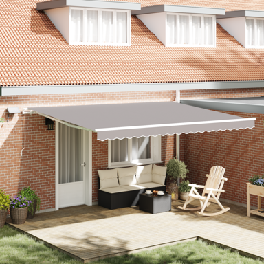 Ručna uvlačiva tenda 450x350 cm, s led svjetlom, svjetlosiva