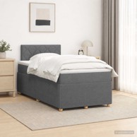 Boxspring krevet s madracem 120 x 190 cm od tkanine, tamnosivi