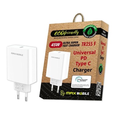 MAX MOBILE Kućni punjač PD Super Fast Charge Type-C TR-255F 45W, ECO
