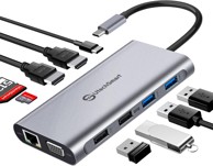 USB-C priključna stanica, 11 u 1, za 3 monitora, 2 x HDMI, VGA, Ethernet, SD/TF, 4 x USB, PD 3.0