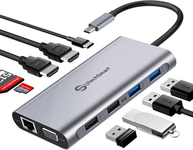 USB-C priključna stanica, 11 u 1, za 3 monitora, 2 x HDMI, VGA, Ethernet, SD/TF, 4 x USB, PD 3.0