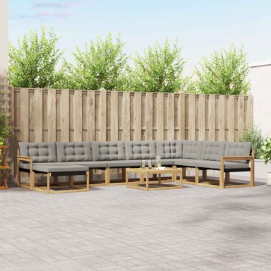 Set vanjskih sofa, 9 pcs, bijela i svjetlosiva