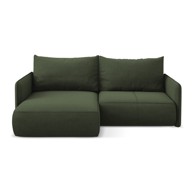 MAKAMII Zelena sklopiva/s prostorom za odlaganje kutna garnitura (s lijevim kutom) Nanea, 207x148x86 cm