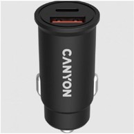 CANYON Auto punjač C-20-03, USB-A, USB-C, QC 3.0, PD, crni