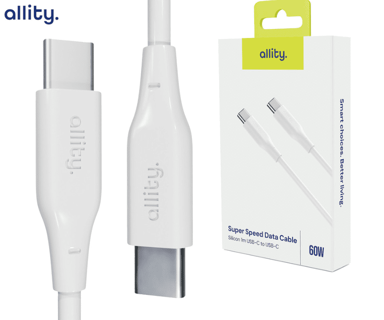 ALLITY Kabel AUC-02, USB-C na USB-C, 60 W, 1 m, silikonski, bijeli