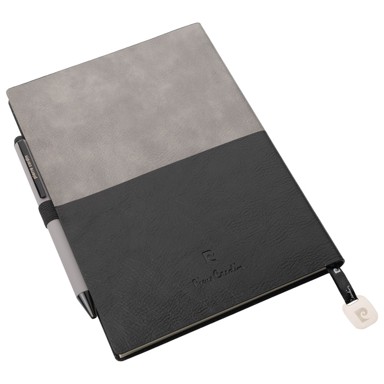PIERRE CARDIN Set Notes A5 Reporter + kemijska olovka Celebration B3501200IP3, sivo-crna