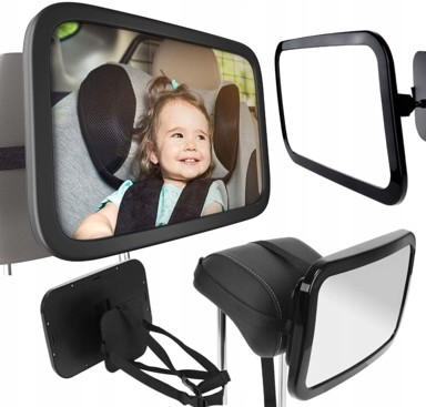NIKCORP Auto ogledalo za nadzor bebe, 360°, 30 x 20 cm, crno