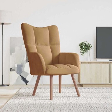 Stolica za opuštanje, baršunasta, smeđa