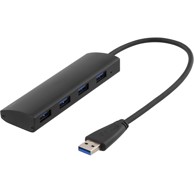 DELTACO Hub USB 3.1 Gen 1, 4x USB-A, aluminij, crni