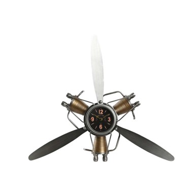 HOME ESPRIT Zidni sat propeleri vintage, 63 x 12 x 55 cm, metal, zlatni, srebrni