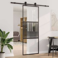 Klizna vrata 76x205 cm kaljeno staklo i aluminij, crna