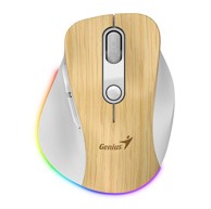 GENIUS Miš Ergo 9000S Pro, bežični Bluetooth + 2.4 GHz, 2400 DPI, RGB, drvo