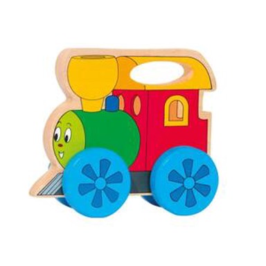 WOODYLAND Drveni vlakić na kotače s ručkom