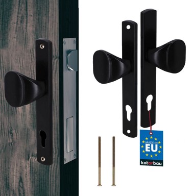 Kvaka za vrata i ogradu s dugom pločicom, aluminij, crna, 90 mm