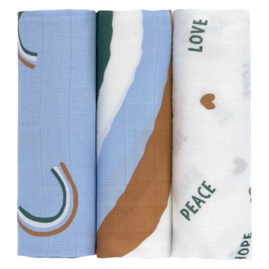 LÄSSIG Tetra pelena L, 3/1 80 x 80 cm, Happy Rascals nebesko plava