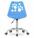 Okretna stolica od plave umjetne kože s printom i kromiranom bazom