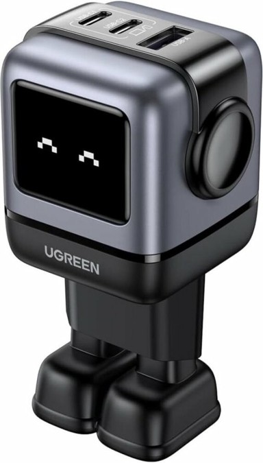 UGREEN Kućni punjač Nexode RG, 65W, 1x USB-A, 2x USB-C, LED ekran, crno-sivi