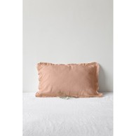 LINEN TALES Terracotta smeđa lanena jastučnica 50x60 cm s naboranim rubom
