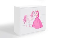 Dječja komoda Kraljevna i poni, bijela, 80×80×41 cm