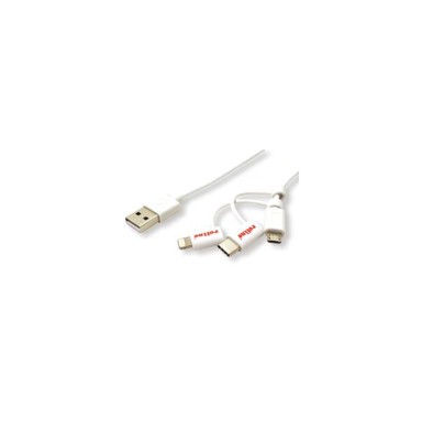 ROLINE Kabel USB2.0 za punjenje i prijenos 8pin MicroB Type C 1m, bijela