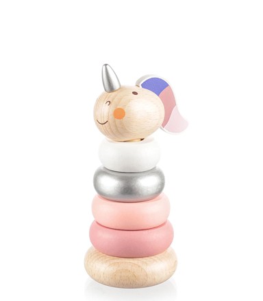 ZOPA Prsteni, za slaganje, Unicor, drveni, Pink