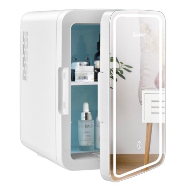 NORTHIX Mini hladnjak, 10 L, LED ogledalo, funkcija grijanja, bijeli