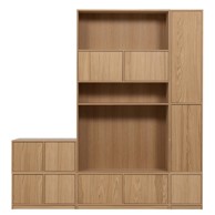 VTWONEN Modularna biblioteka u dekoru hrasta u prirodnoj boji 227x243 cm Modulair